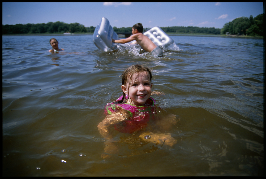 Grace swimming in Goose Lake
