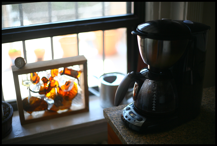 Coffee Maker and the Contained Broken Glass